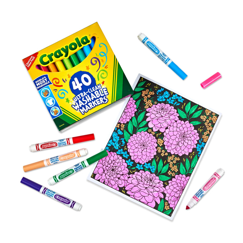 Crayola Ultra Clean Washable Markers, Broad Line Markers, Gifts, 40 Classic Colors 🍁 All In One Marketplace Canada