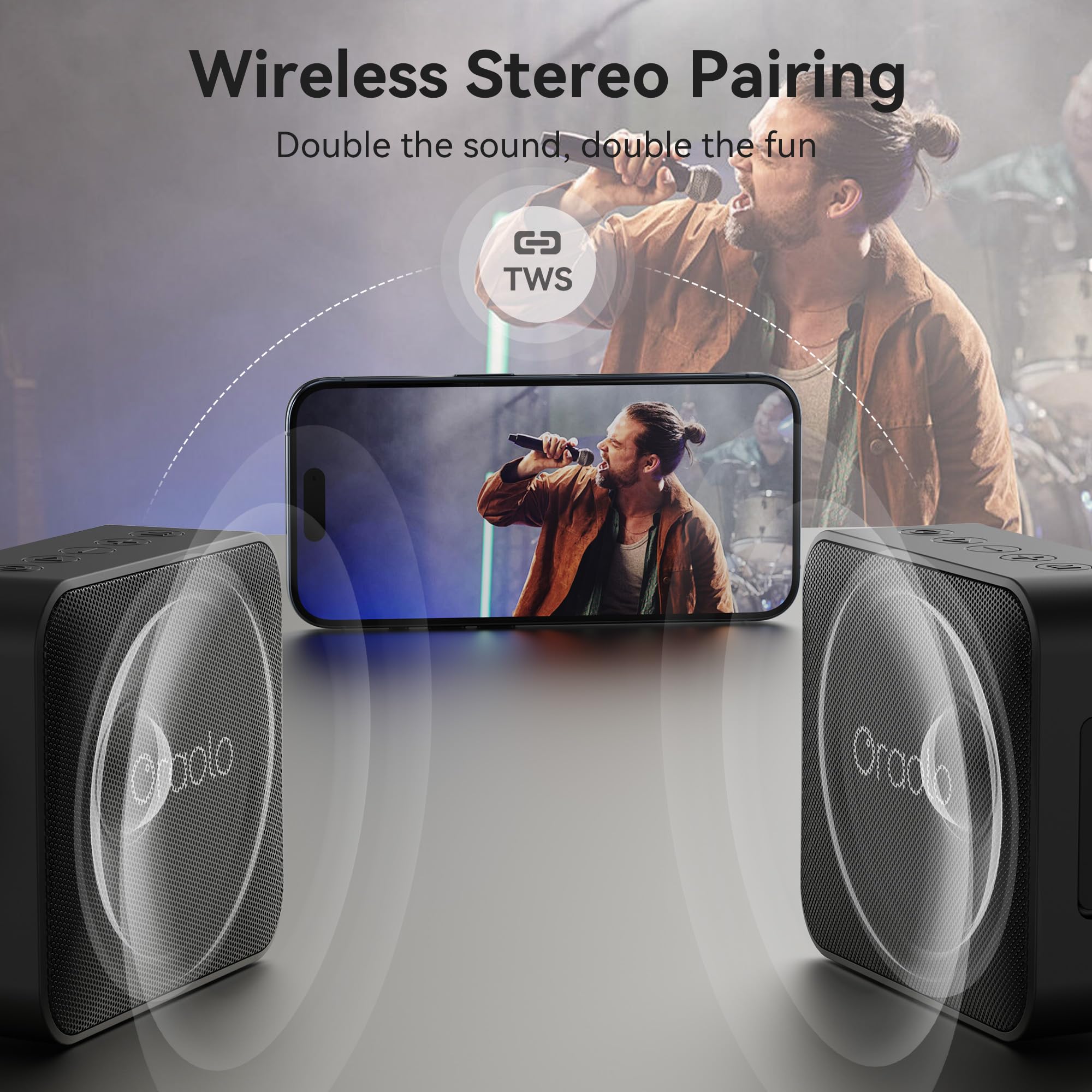 Oraolo Bluetooth Speaker, IPX7 Waterproof Portable Bluetooth Speaker with Stereo Sound, Bluetooth 5.4, Support AUX/TF Card, TWS Pairing,Small Wireless Speaker for Home, Shower, Outdoors, Travel Black 🍁 All In One Marketplace Canada