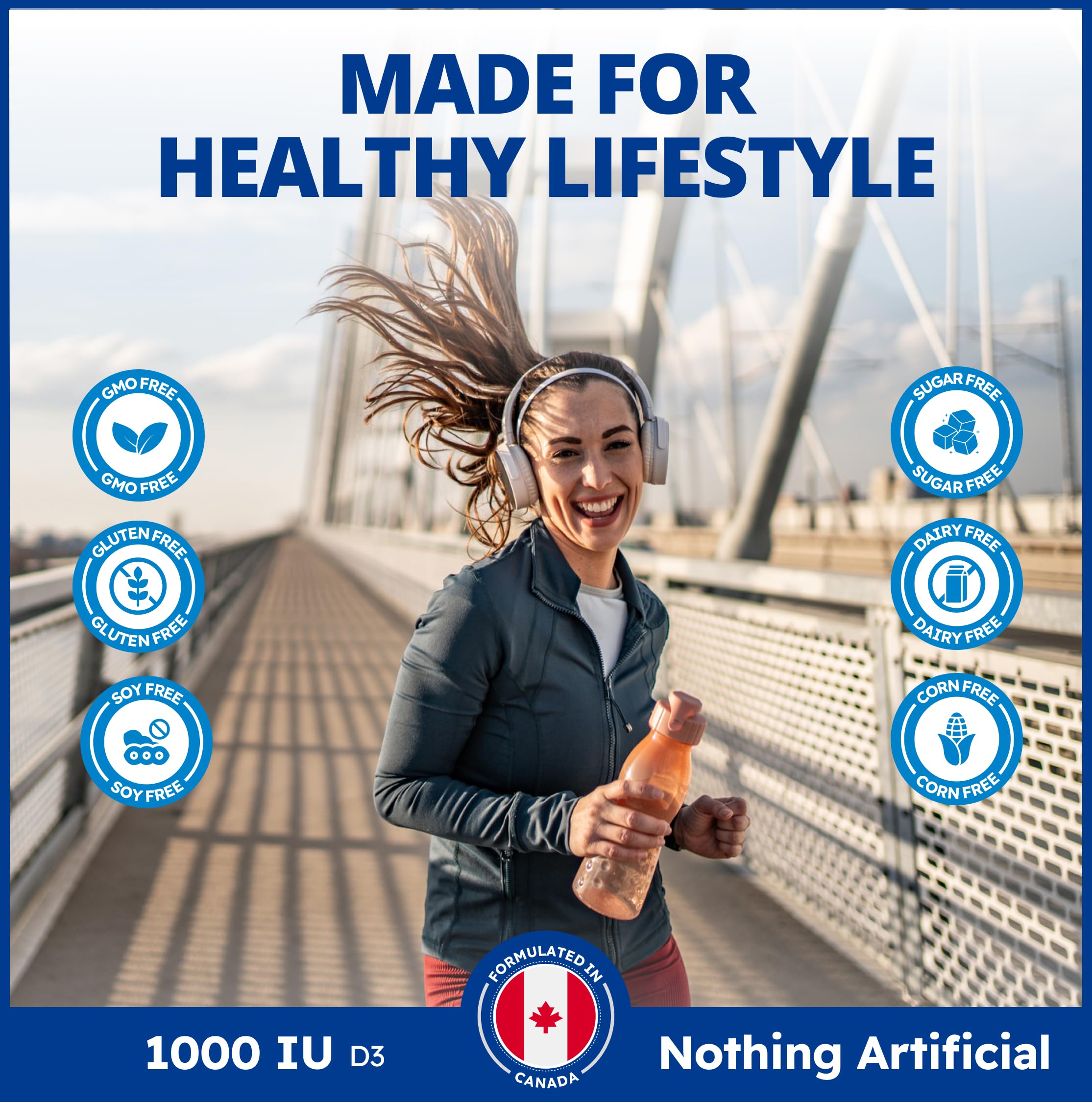 CanPrev D3 & K2 Vitamins 120 Softgels, 120-Day Supply, 1000IU Vitamin D3 & 120mcg K2, Supports Strong Bones, Teeth & Heart Wellness, Easy-to-Absorb with Organic Coconut Oil, No GMO, Gluten, Soy, Dairy 🍁 All In One Marketplace Canada