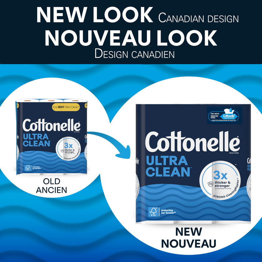 Cottonelle Toilet Paper, 24 Mega Rolls = 96 Regular Rolls, Ultra Clean, Strong Bathroom Tissue, 284 Sheets per Roll, Packaging May Vary 🍁 All In One Marketplace Canada