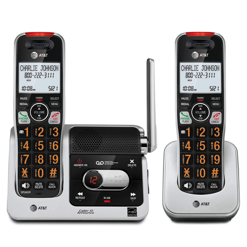 AT&T BL102-2 DECT 6.0 2-Handset Cordless Phone for Home with Answering Machine, Call Blocking, Caller ID Announcer, Audio Assist, Intercom, and Unsurpassed Range, Silver/Black 🍁 All In One Marketplace Canada