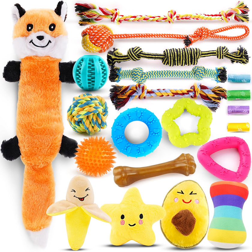 Puppy Toys 21 Pack, Small Dog Chew Toys with Rope Toys for Teething Pet Cute Squeak Toy with Treating Ball for Puppy, Small Dogs 🍁 All In One Marketplace Canada