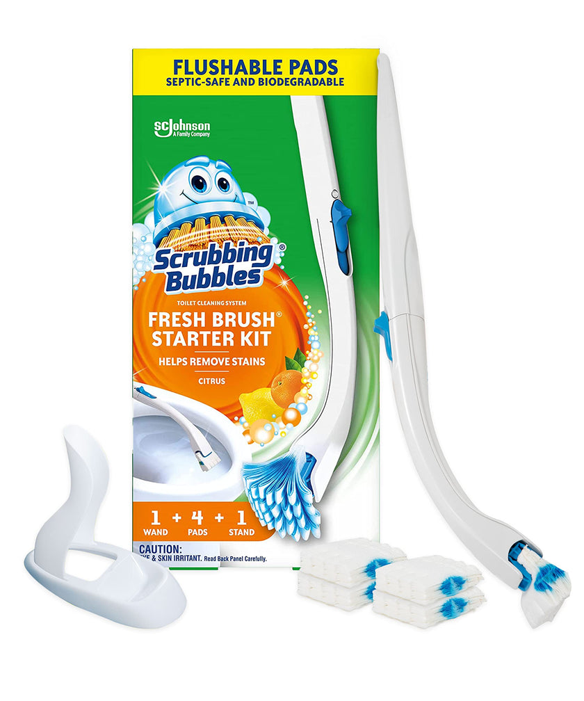 Scrubbing Bubbles Fresh Brush Toilet Bowl Cleaning System Starter Kit, Stain Removing, Citrus Action Scent, Includes: Wand + 4 Refills + 1 Stand 🍁 All In One Marketplace Canada