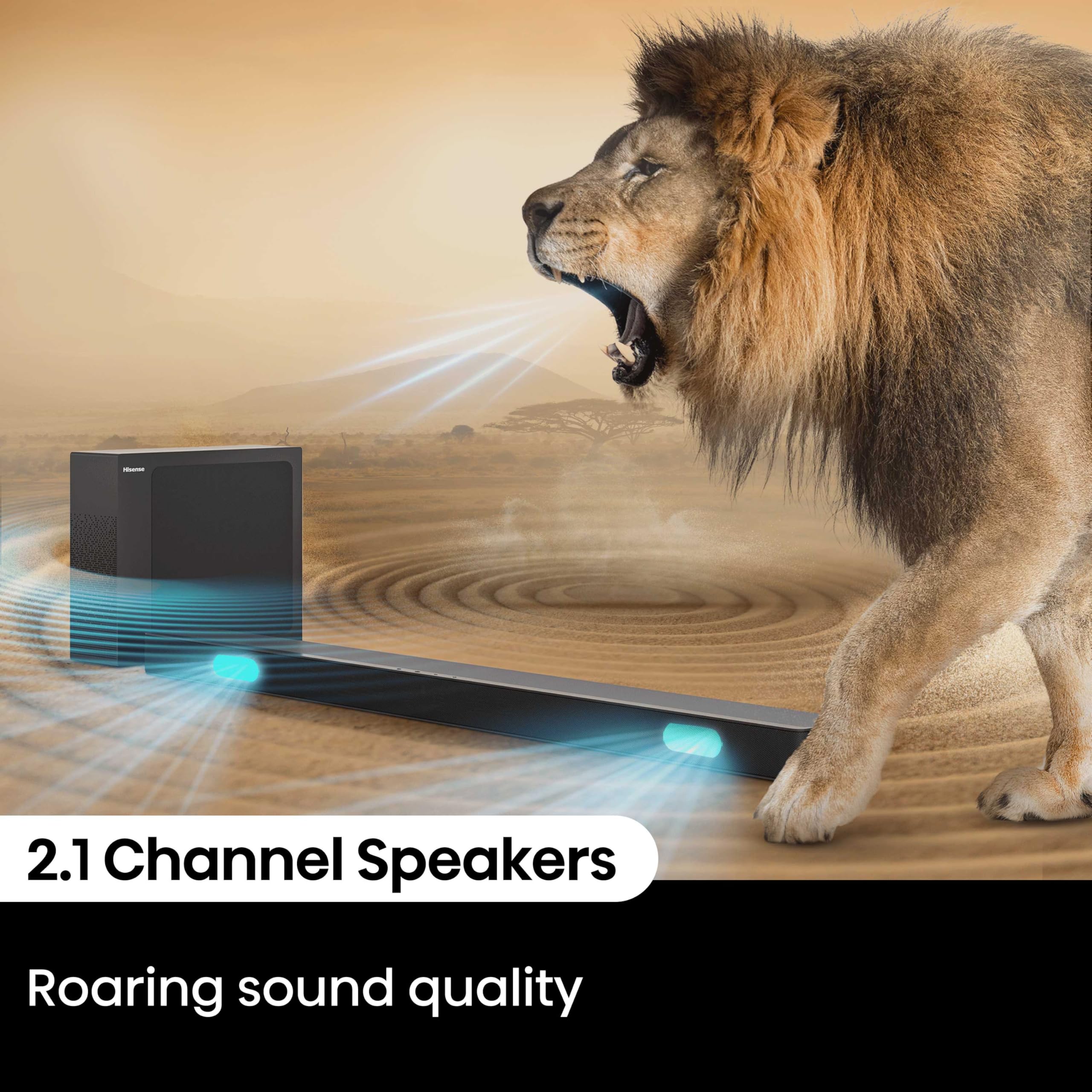 Hisense HS2100 2.1 Channel 240W Soundbar with Wireless Subwoofer, Powered by Dolby Audio, Roku TV Ready, Bluetooth 5.3/HDMI ARC/Optical/AUX/USB, 6 Tailored Sound Modes 🍁 All In One Marketplace Canada