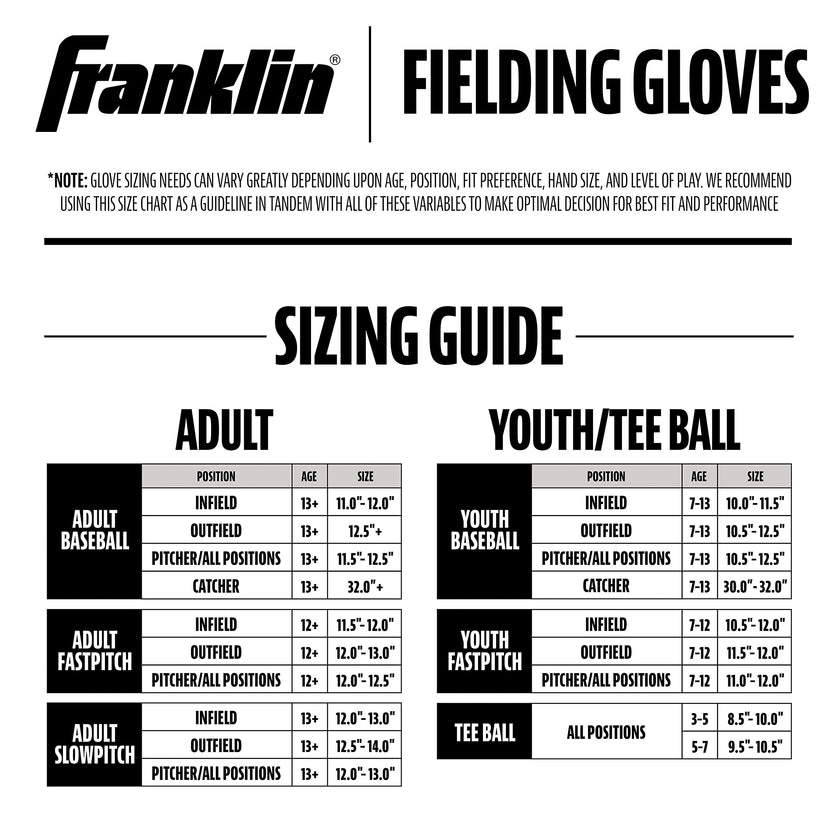 Franklin Sports Baseball and Softball Glove - Field Master - Baseball and Softball Mitt - Adult and Youth Glove - Outfield - Left Hand Throw - 13