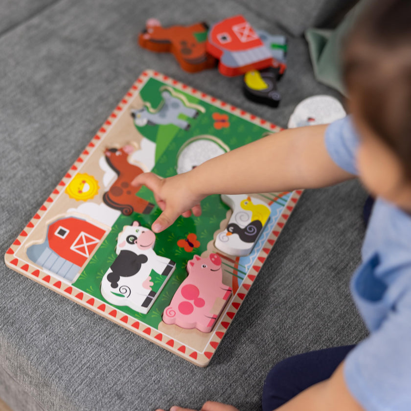 Melissa & Doug Farm Animals Wooden Chunky Puzzle 8-Piece Set 🍁 All In One Marketplace Canada