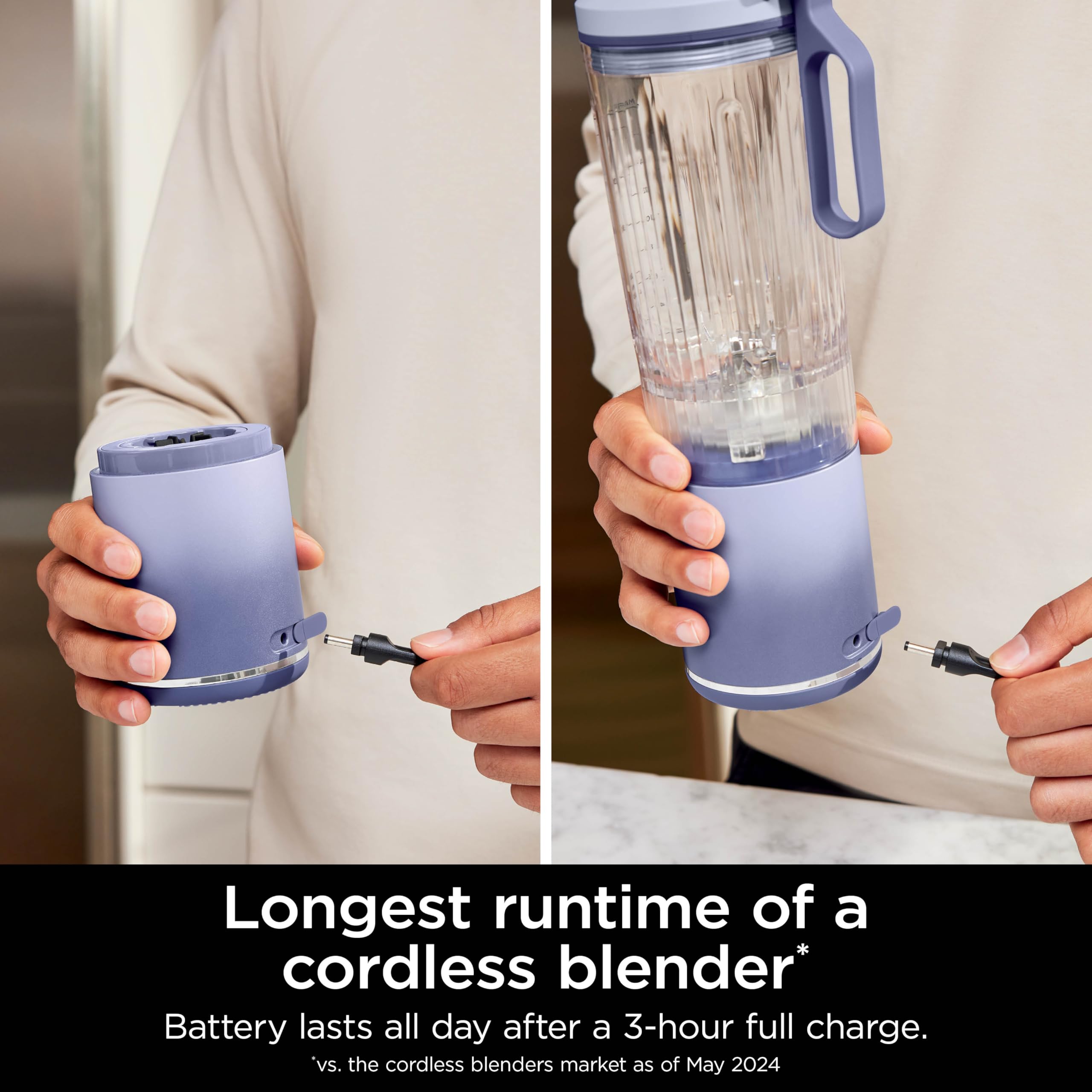 Ninja Blender, Blast Max, Cordless, Personal Blender for Smoothies, Frozen Drinks, Ice Crush, 22 oz. Removable Vessel, Leakproof Lid, BPA-Free, Dishwasher Safe, Auto-iQ Technology, Lavender, BC251CLD 🍁 All In One Marketplace Canada