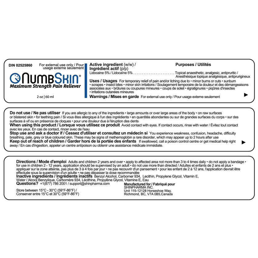 Numbskin 5% Lidocaine Numbing Cream – Fast-Acting Topical Anesthetic for Temporary Pain Relief – Commonly Used Before Tattoo, Microneedling, Waxing & Piercing – With Vitamin E – 2 oz (56 g) 🍁 All In One Marketplace Canada