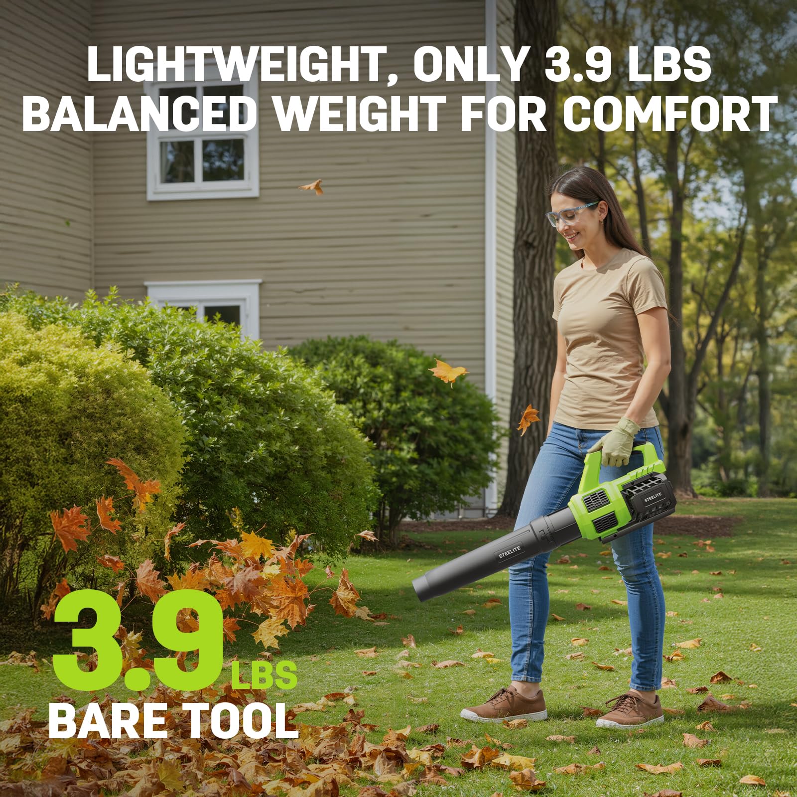 STEELITE 21V Cordless Leaf Blower – Turbo Mode 480CFM 120MPH, 2×4.0Ah Batteries & Fast Charger, Lightweight Electric Blower for Leaves, Dust & Patio Cleaning 🍁 All In One Marketplace Canada