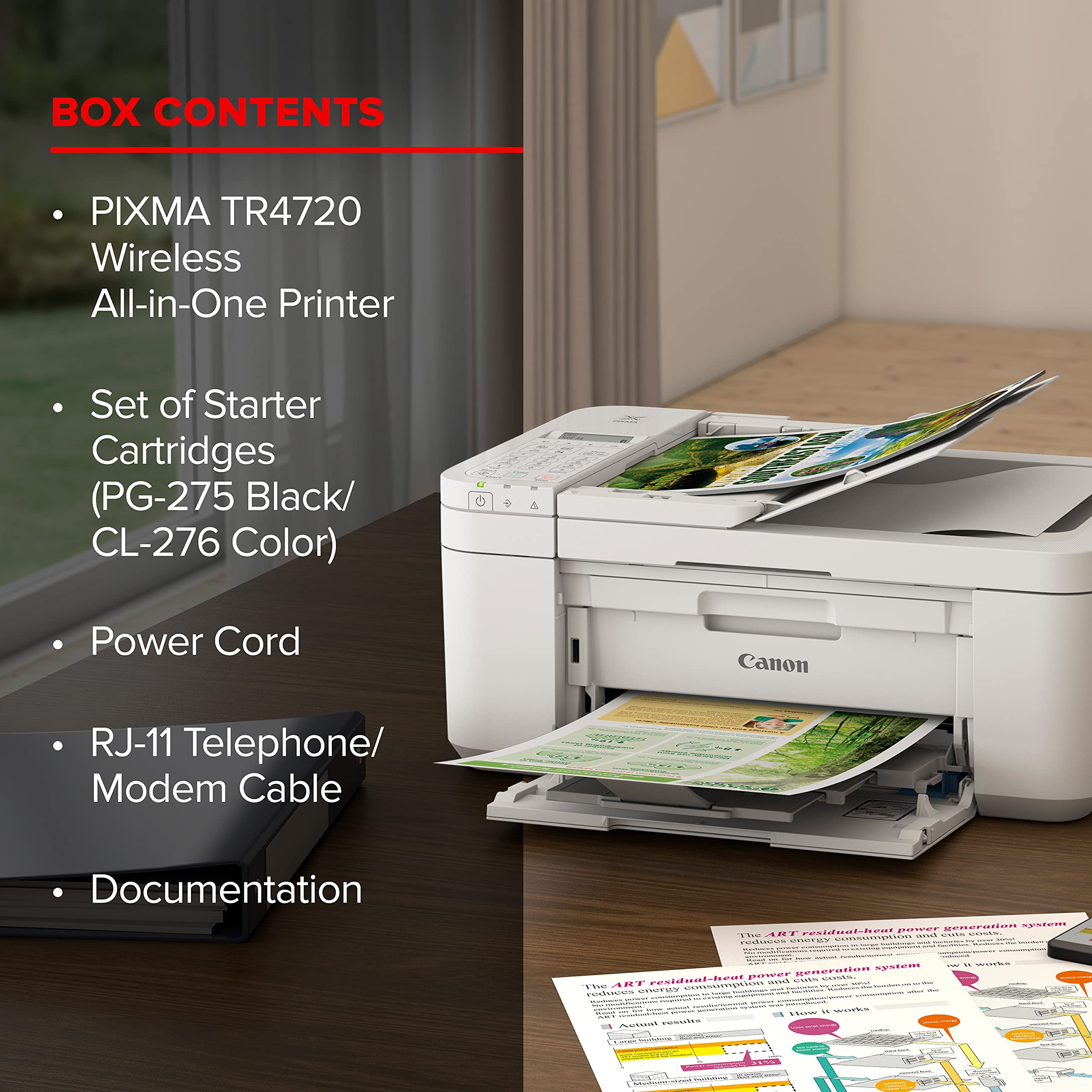 Canon PIXMA TR4720 All-in-One Wireless Printer Home use, with Auto Document Feeder, Mobile Printing and Built-in Fax, White 🍁 All In One Marketplace Canada