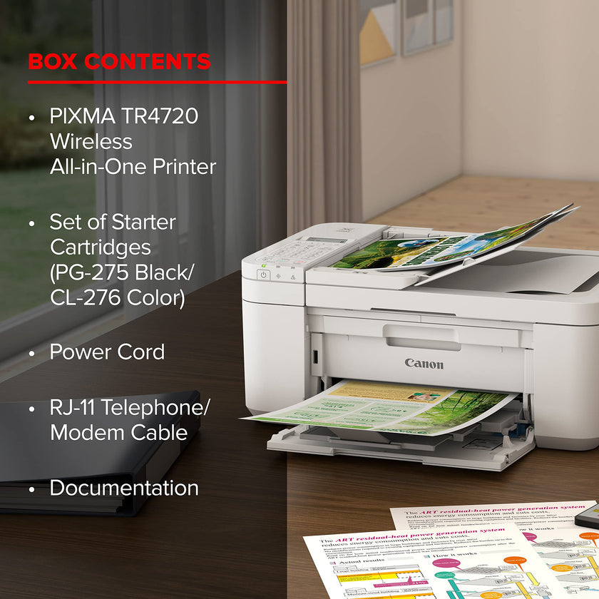 Canon PIXMA TR4720 All-in-One Wireless Printer Home use, with Auto Document Feeder, Mobile Printing and Built-in Fax, White 🍁 All In One Marketplace Canada