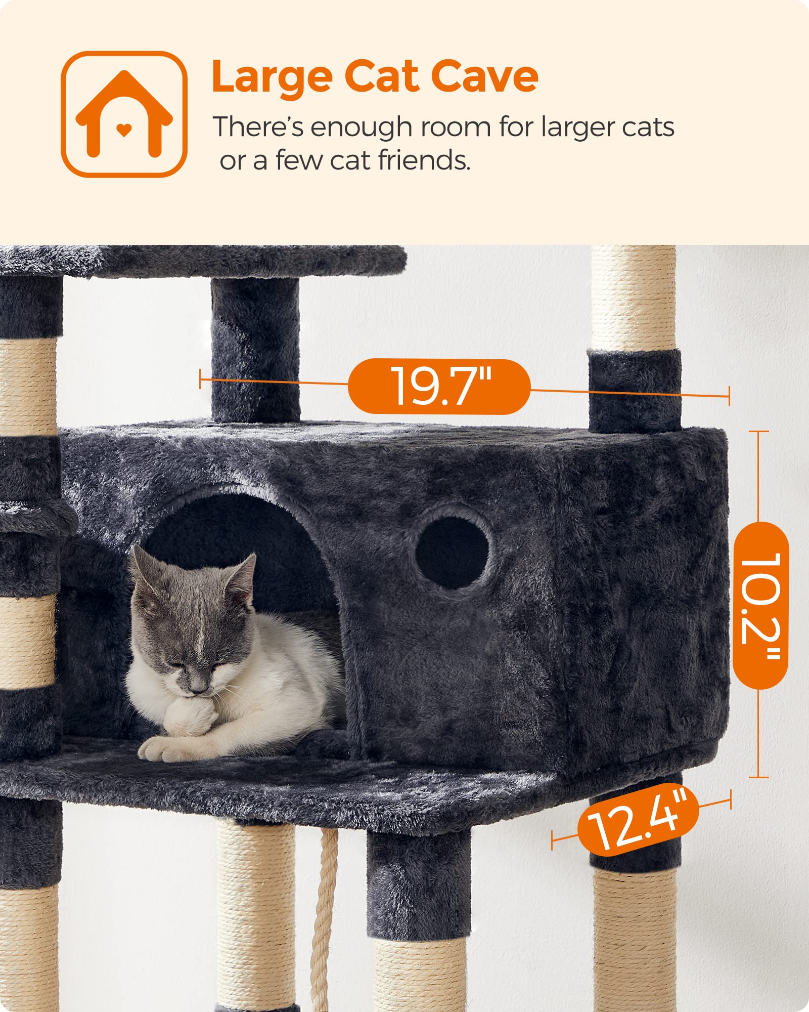 FEANDREA Cat Tree, Large Cat Tower, 64.6 Inches Cat Activity Center 🍁 All In One Marketplace Canada