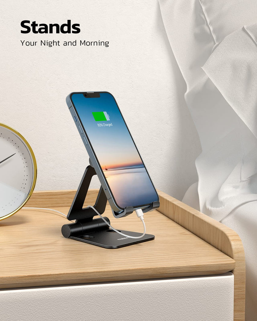 Nulaxy Dual Foldable Phone Stand for Desk, Fully Adjustable Desktop Cell Phone Holder Accessories for Office Kindle Compatible with 4-8