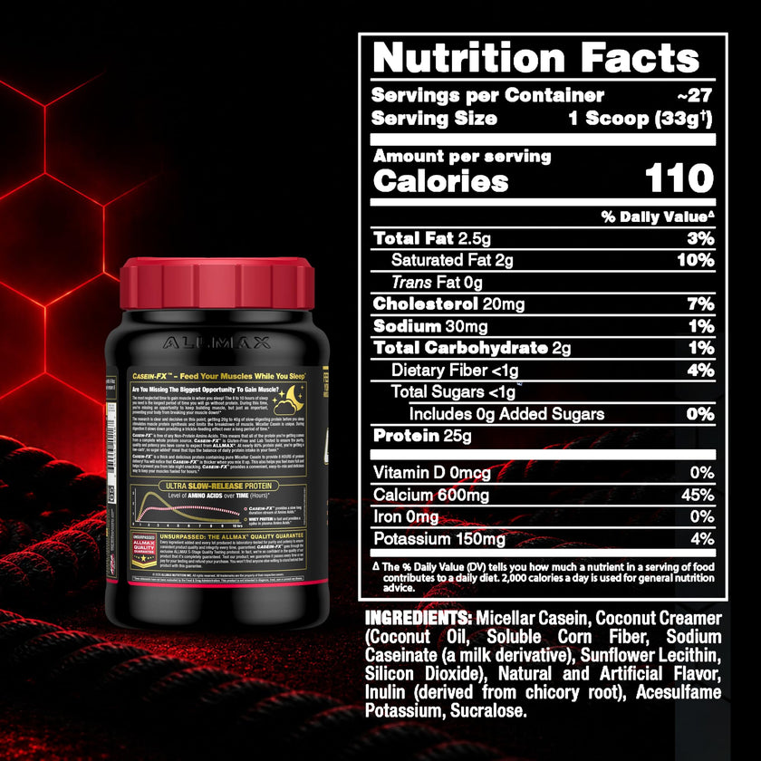 ALLMAX CASEIN-FX Casein Protein Powder, Vanilla, 2 lb, 27 Servings 🍁 All In One Marketplace Canada