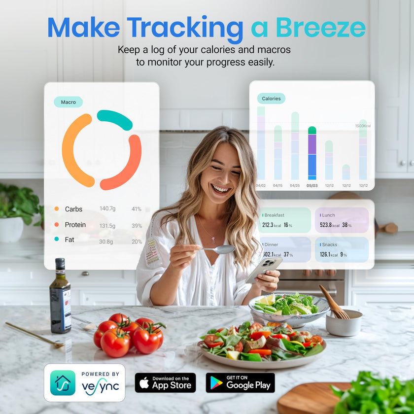 Etekcity Smart Food Nutrition Kitchen Scale, Digital Grams and Ounces for Weight Loss, 19 Facts Tracking, Baking, Cooking, Portion Control, Macro, Keto, 11 Pounds-Large, 304 Stainless Steel 🍁 All In One Marketplace Canada