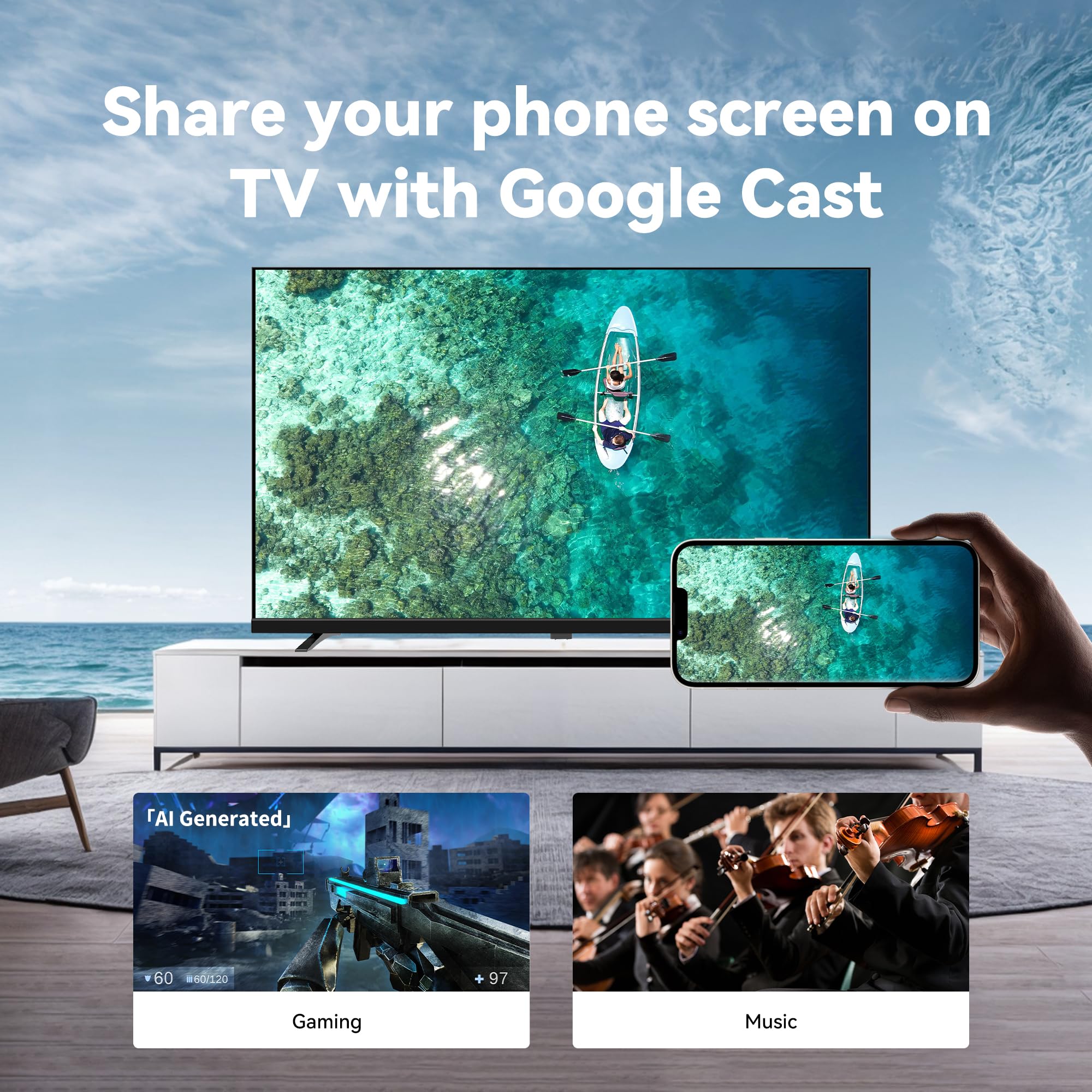FPD 40-inch Smart TV, 1080p Full HD Google TV with Google Play Built-in Google Cast, HDR 10, Dolby Audio, Voice Remote, Stream Live Television (Palette-Series, CG40-P3) 🍁 All In One Marketplace Canada