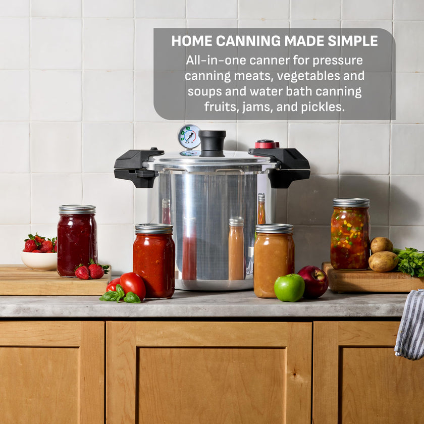 T-fal 22-Quart Aluminum Pressure Canner, 3 PSI Settings, Includes Racks & Guide, Large Capacity, Pressure & Water Bath for Vegetables, Meats, Seafood & Fruits, Silver 🍁 All In One Marketplace Canada