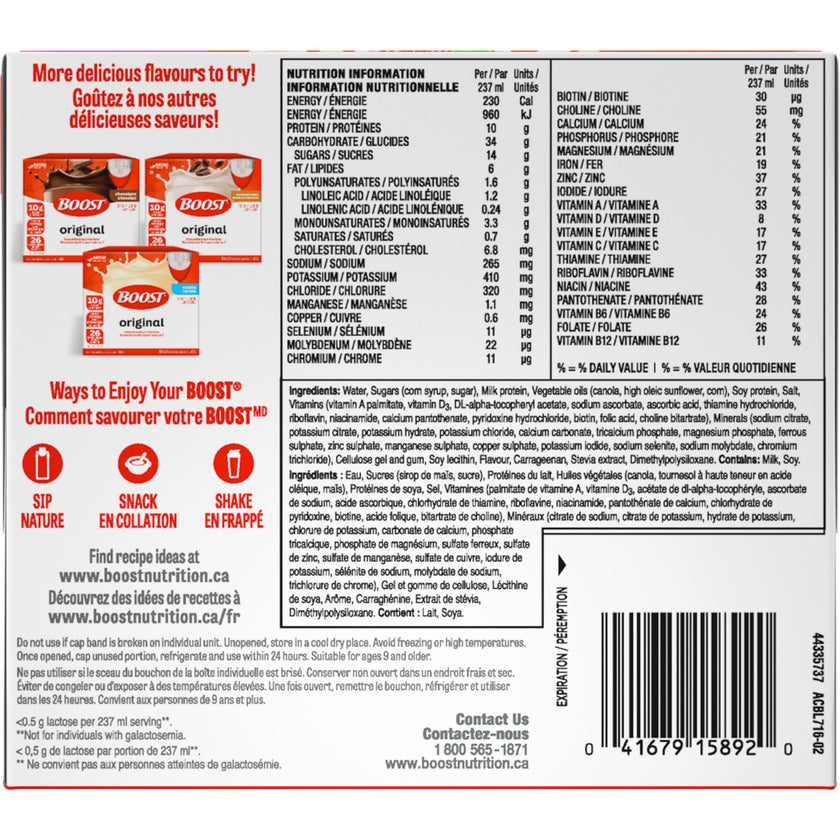 BOOST Original Meal Replacement Drink, Strawberry, 24 x 237 ml - PACKAGING MAY VARY 🍁 All In One Marketplace Canada