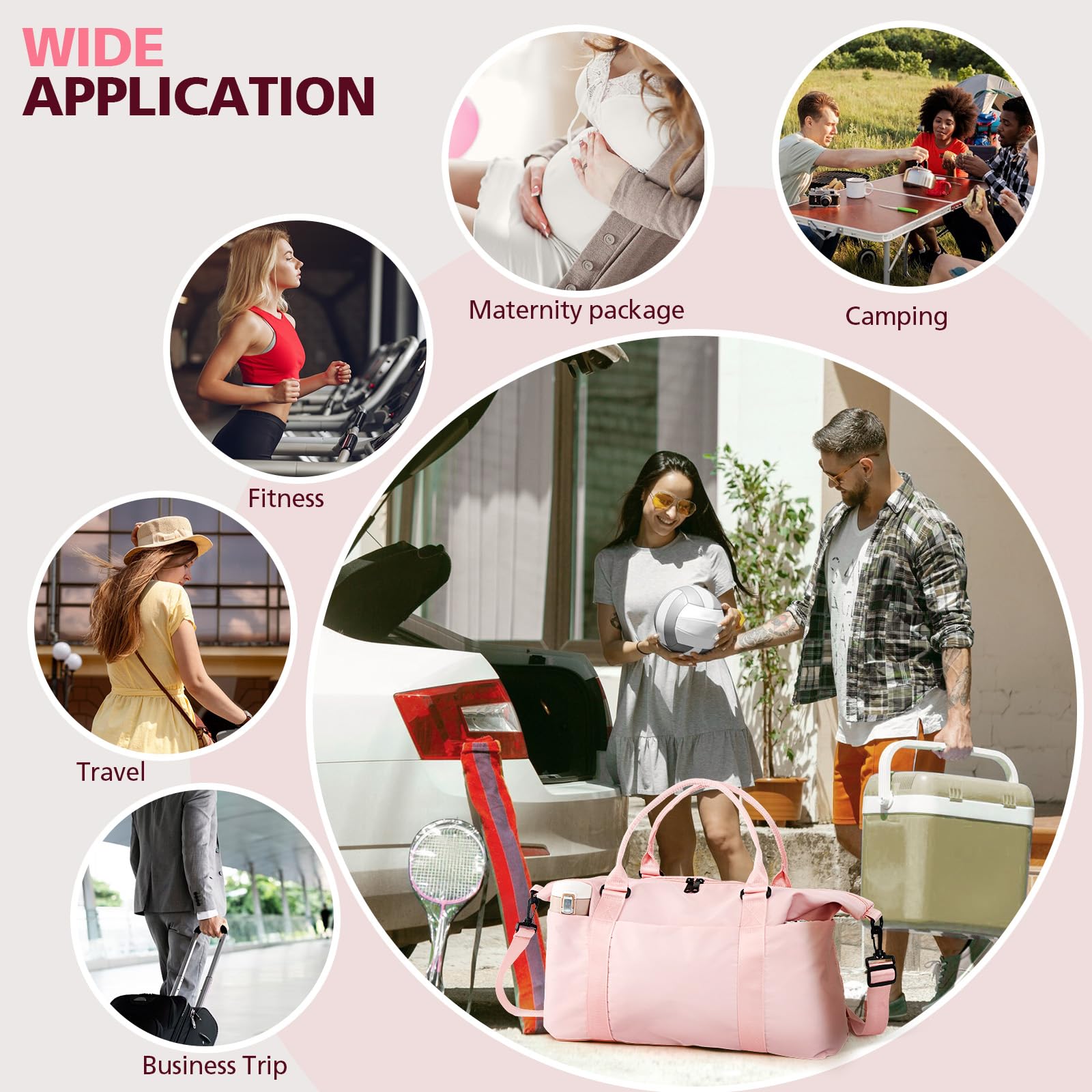 EASYFUN Travel Duffle Bag, Waterproof Weekender Carry On Tote Bags for Women, Men, Hospital Bag, Overnight Bag Luggage with Trolley Sleeve 🍁 All In One Marketplace Canada