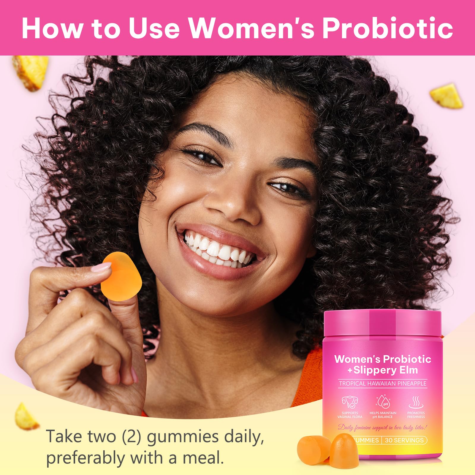 Probiotics Gummies for Women Wellness, Pineapple Flavor, 60 Gummies (1 Pack) 🍁 All In One Marketplace Canada