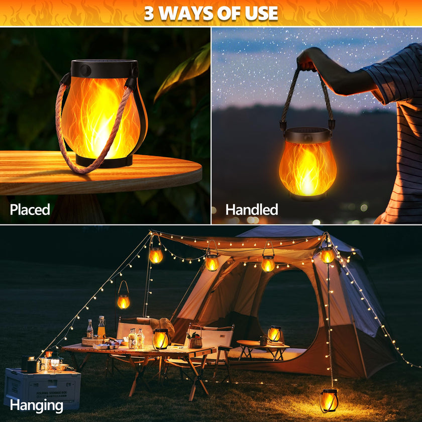 iBaycon 2 Pack Gen2 Solar Lantern Lights USB Ultra-Real Flame, Warm White 🍁 All In One Marketplace Canada