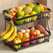2 Tier Large Fruit Bowl for Kitchen Counter with 2 Banana Holders,2026 Sturdy Metal Fruit Basket with Protective Mats Keeping Fruits Fresh,Kitchen Organizers and Storage for Bread Potato Onion Storage 🍁 All In One Marketplace Canada