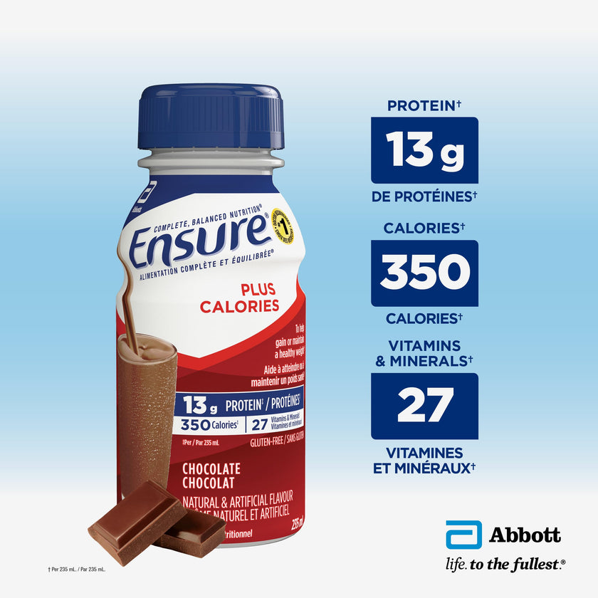 Ensure Plus Calories, Nutritional Supplement Shake Value Pack, To Help With Healthy Weight Gain Or Maintenance, Chocolate, 24 x 235-mL Bottles 🍁 All In One Marketplace Canada