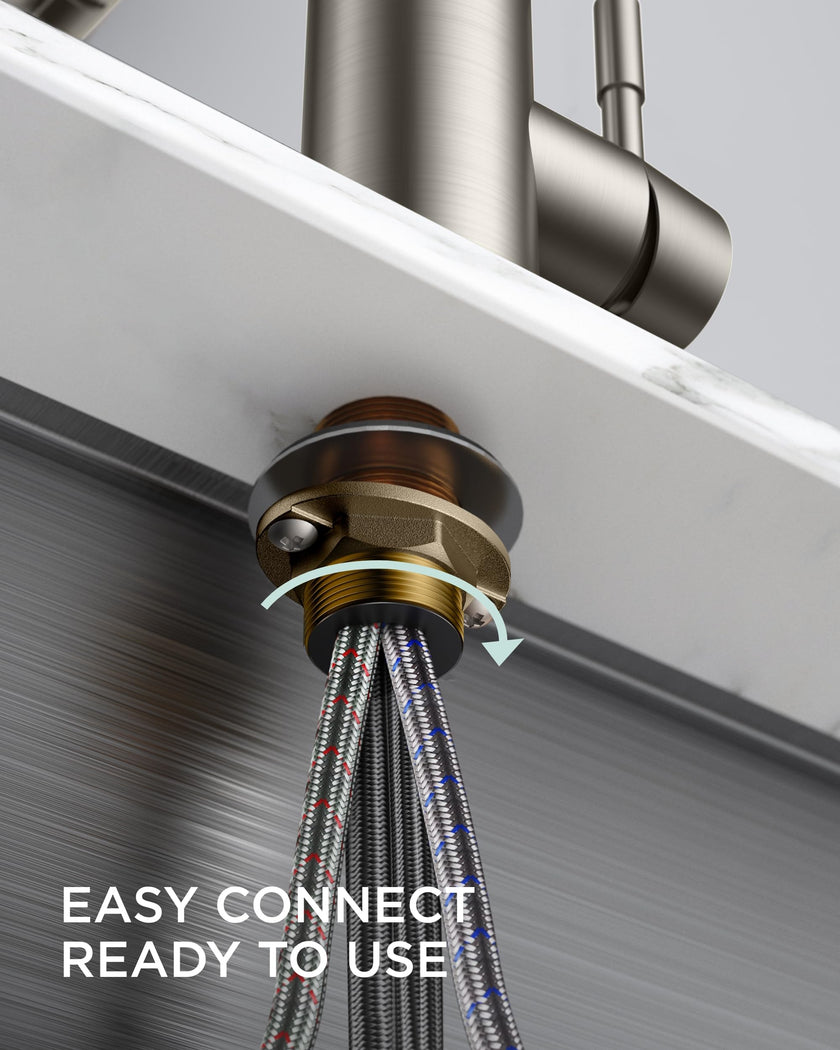 FORIOUS Kitchen Faucets, Brushed Nickel Kitchen Sink Faucet with Pull Down Sprayer, Commercial Kitchen Faucet Stainless Steel, Classic Single Handle Pull Out Sink Faucets for RV Laundry Utility Room 🍁 All In One Marketplace Canada