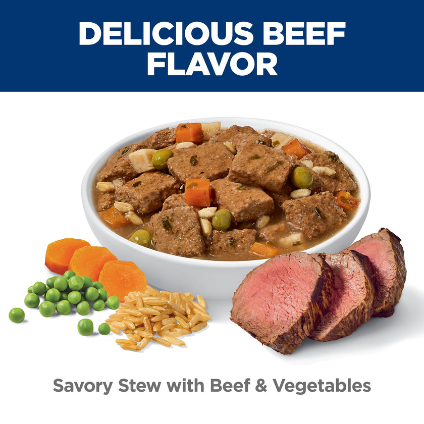 Hill's Science Diet Adult 7+, Senior Premium Nutrition, Wet Dog Food, Beef & Vegetables Stew, 12.8 oz Can, Case of 12 🍁 All In One Marketplace Canada
