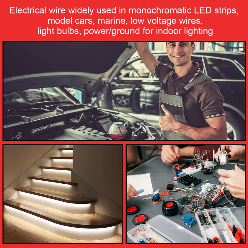 VIABRICO 14AWG 100FT Electrical Wire Cable 2 Conductors Red Black Cable Hookup LED Lighting Strips Flexible Wire Extension Cord 14 Gauge Copper Clad Aluminum Copper Wire 12V/24V DC Cable 🍁 All In One Marketplace Canada