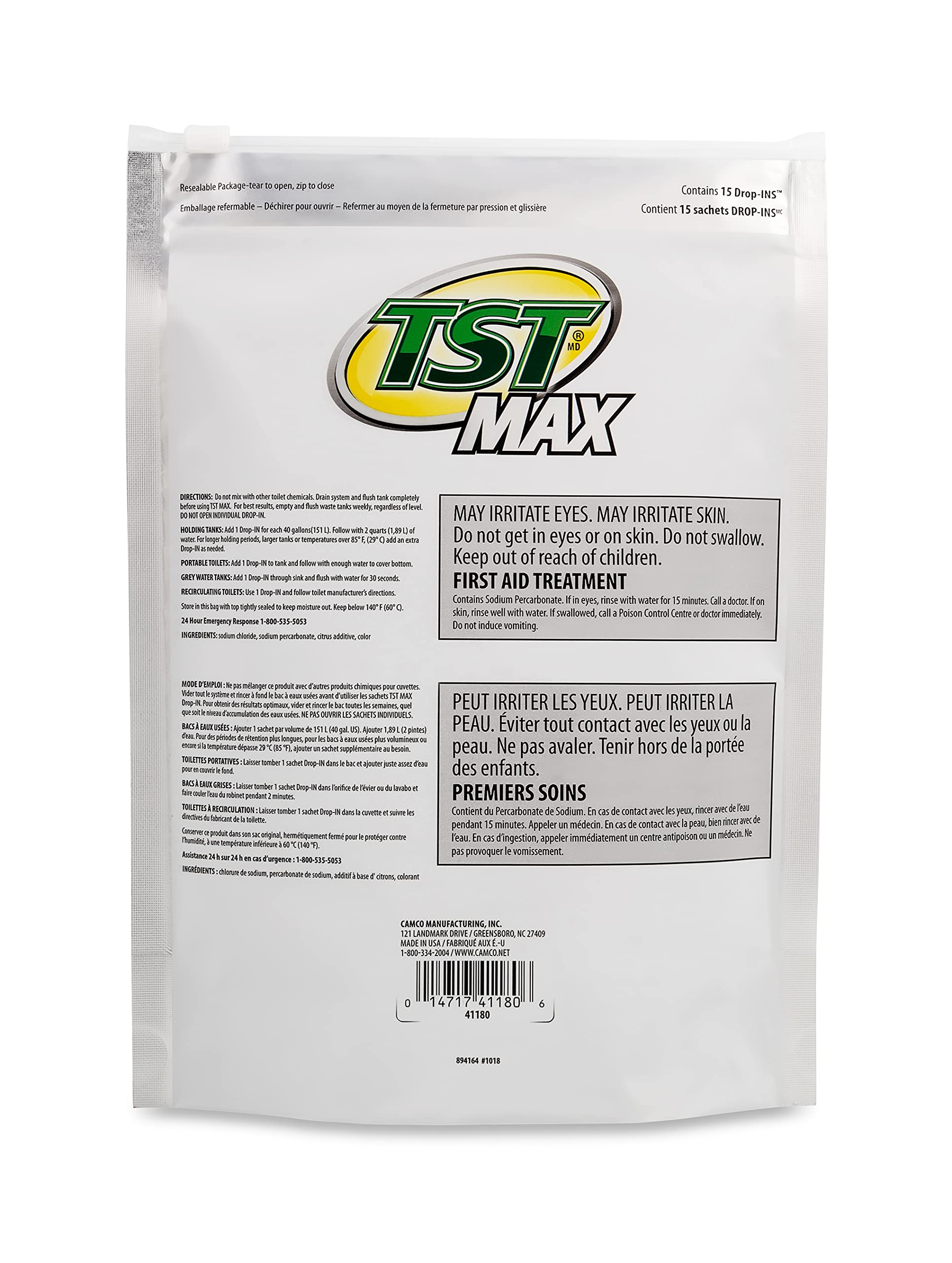 Camco TST MAX Camper/RV Toilet Treatment Drop-INs - Control Unwanted Odors and Break Down Waste and Tissue - Safe Septic Tank Treatment - Orange Scent, 15-Pack (41180) 🍁 All In One Marketplace Canada