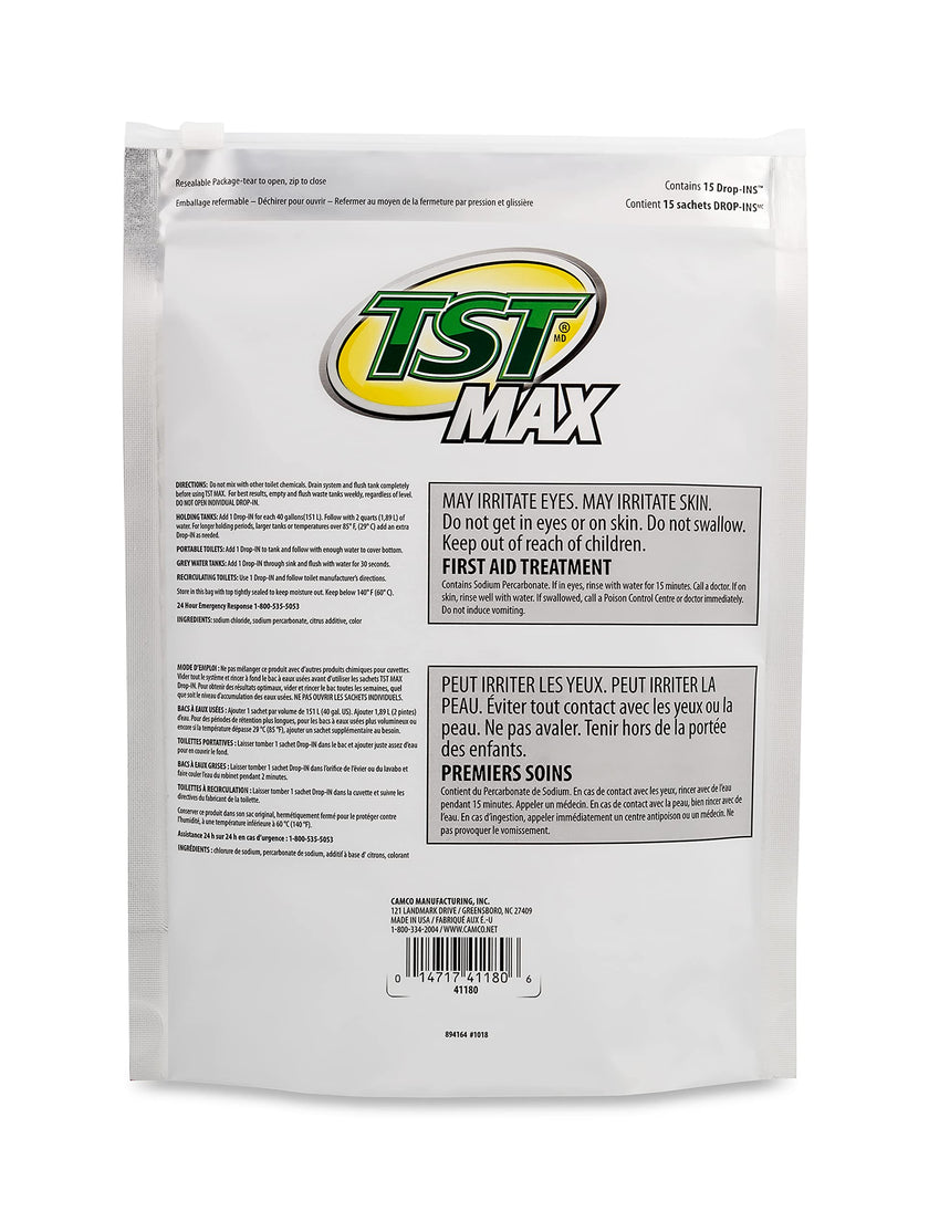 Camco TST MAX Camper/RV Toilet Treatment Drop-INs - Control Unwanted Odors and Break Down Waste and Tissue - Safe Septic Tank Treatment - Orange Scent, 15-Pack (41180) 🍁 All In One Marketplace Canada