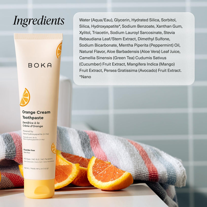 Boka Fluoride Free Toothpaste, Nano Hydroxyapatite, Training Toothpaste - Orange Cream Flavor, 4 Fl Oz (113g) 1Pk 🍁 All In One Marketplace Canada