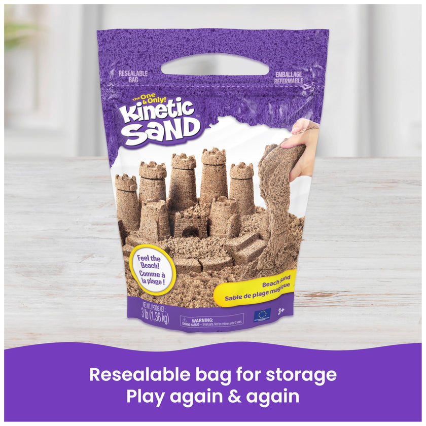 Kinetic Sand, 3lbs Beach Play Sand, Moldable Sensory Toys for Kids, Resealable Bag (Packaging May Vary), for Ages 3 and up 🍁 All In One Marketplace Canada