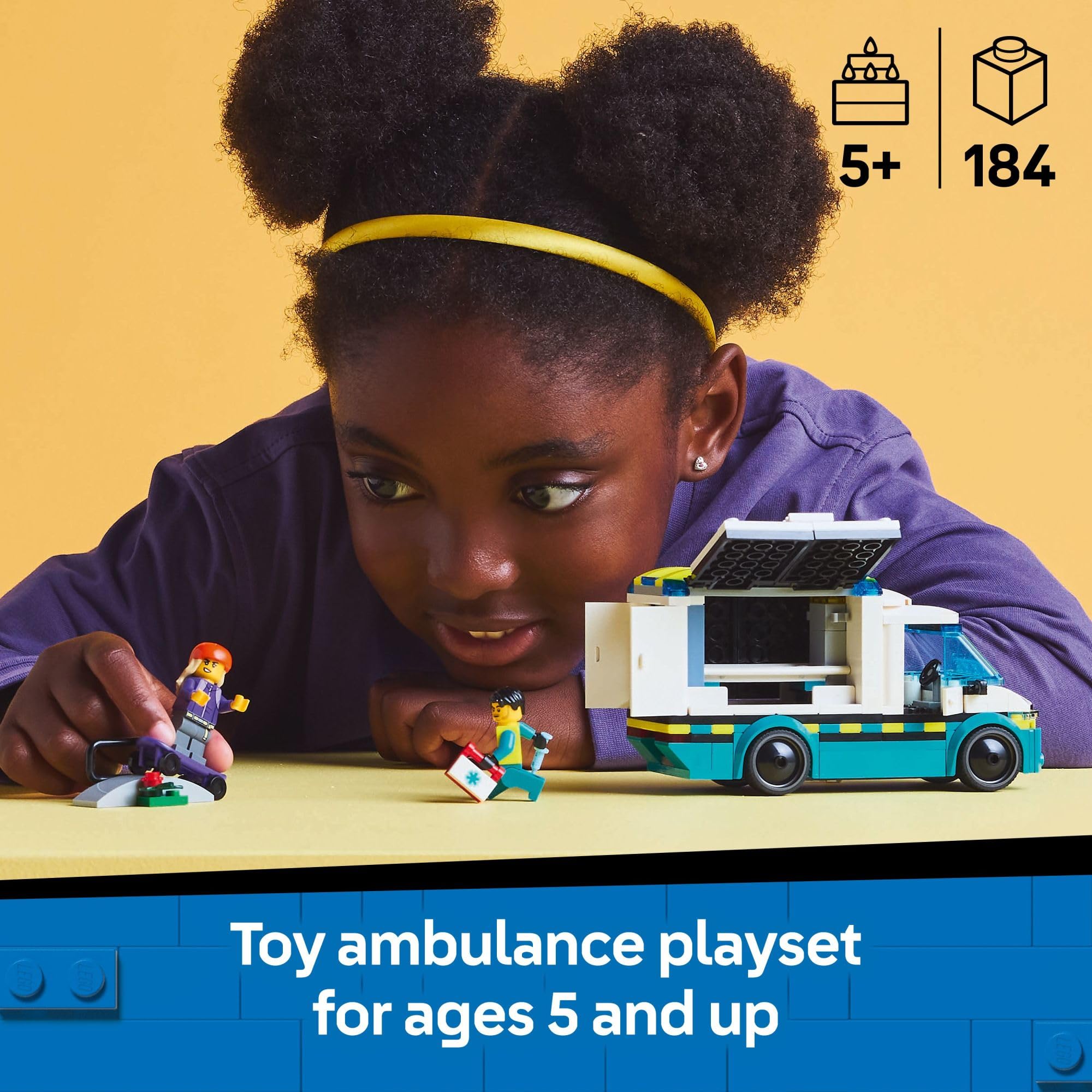 LEGO City Emergency Ambulance Toy - Building Sensory Toy for Kids, Boys and Girls, Ages 5+ - Educational, Learning Gift Idea for Birthdays and Holidays - Skateboarder and Driver Minifigures - 60451 🍁 All In One Marketplace Canada