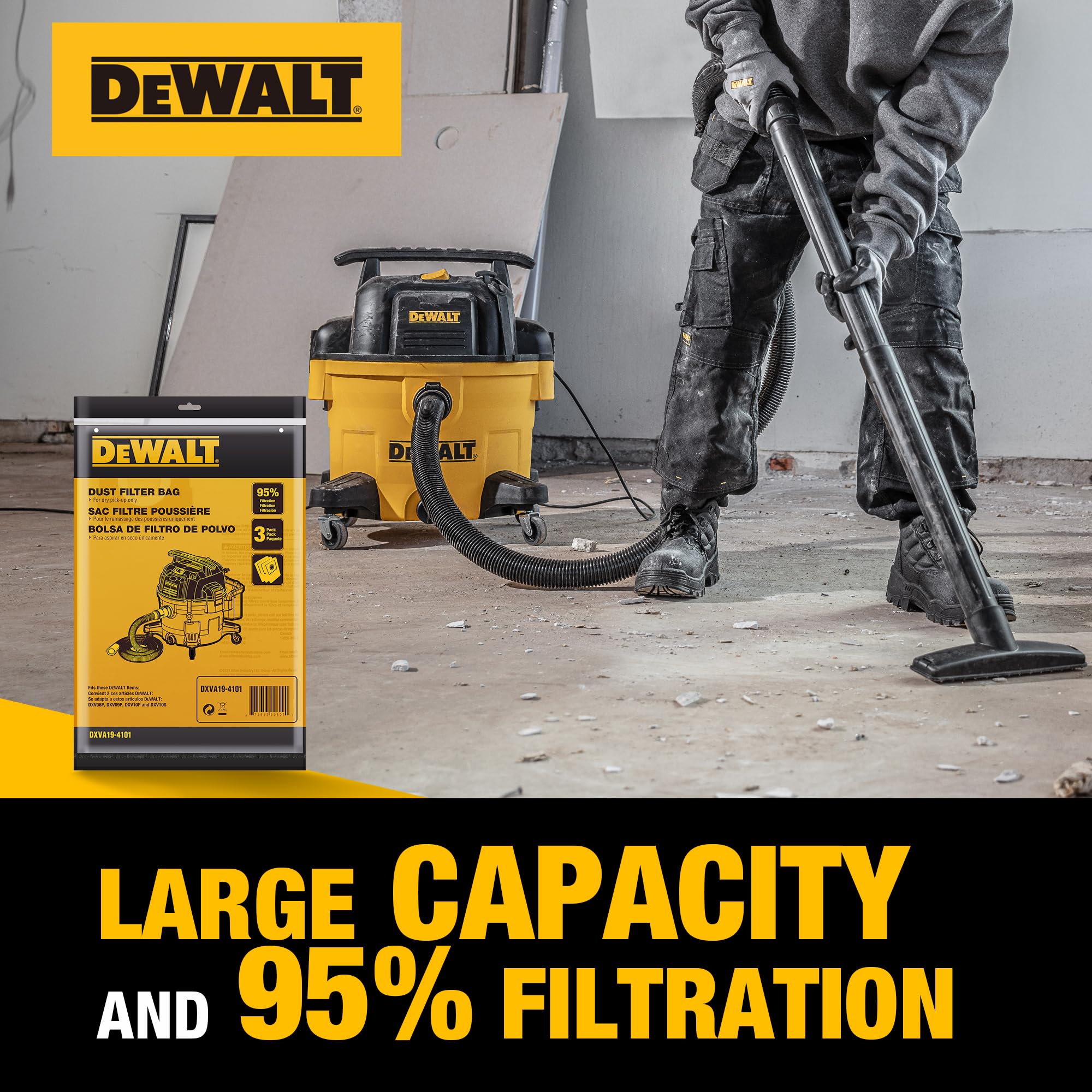 3 Pack DEWALT Dust Bag DXVA19-4101, for 6-10 Gallon Wet/Dry Vacuum, DEWALT Vacuum Bags, Compatible with DXV06P DXV09P DXV09PA DXV10P DXV10PL DXV10S DXV10SA DXV10SB 🍁 All In One Marketplace Canada
