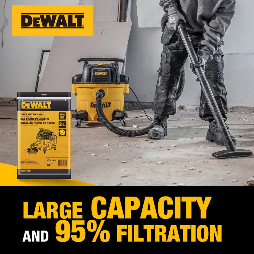 3 Pack DEWALT Dust Bag DXVA19-4101, for 6-10 Gallon Wet/Dry Vacuum, DEWALT Vacuum Bags, Compatible with DXV06P DXV09P DXV09PA DXV10P DXV10PL DXV10S DXV10SA DXV10SB 🍁 All In One Marketplace Canada