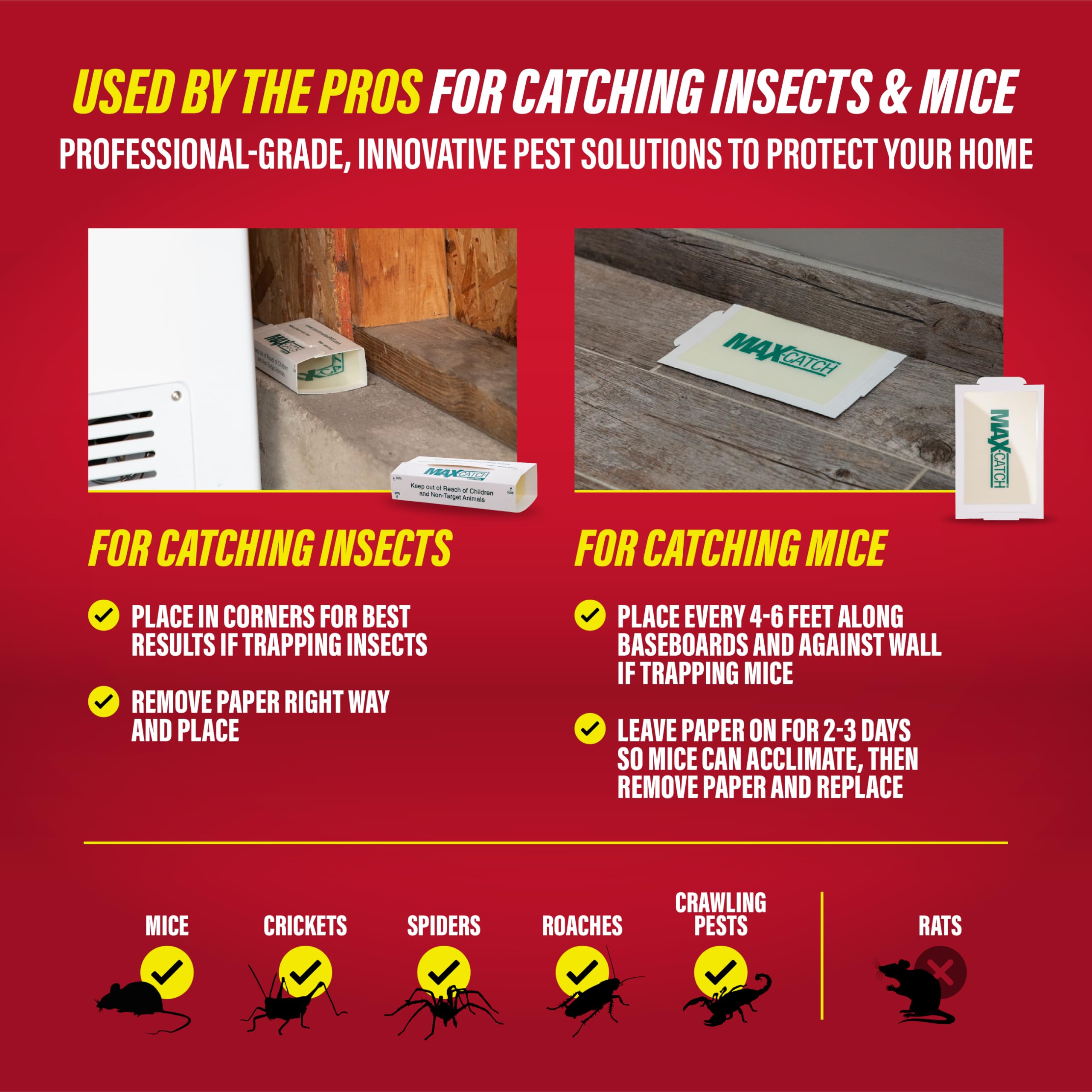 Catchmaster Max-Catch Mouse & Insect Glue Trap 36pk, Mouse Traps Indoor for Home, Sticky Pest Control Adhesive Tray for Catching Bugs, Bulk Classic Glue Boards 🍁 All In One Marketplace Canada