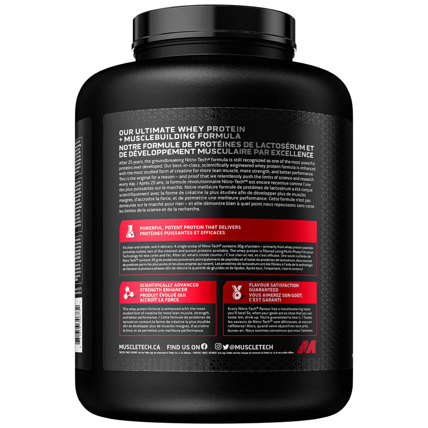 Muscletech Whey Protein Powder - Nitro-Tech Ultimate Muscle Building Formula with Whey Protein Isolate & Peptides - 30g of Protein, 3g of Creatine & 6.8g of BCAA - Vanilla Cream, 5 Pound (Pack of 1) 🍁 All In One Marketplace Canada
