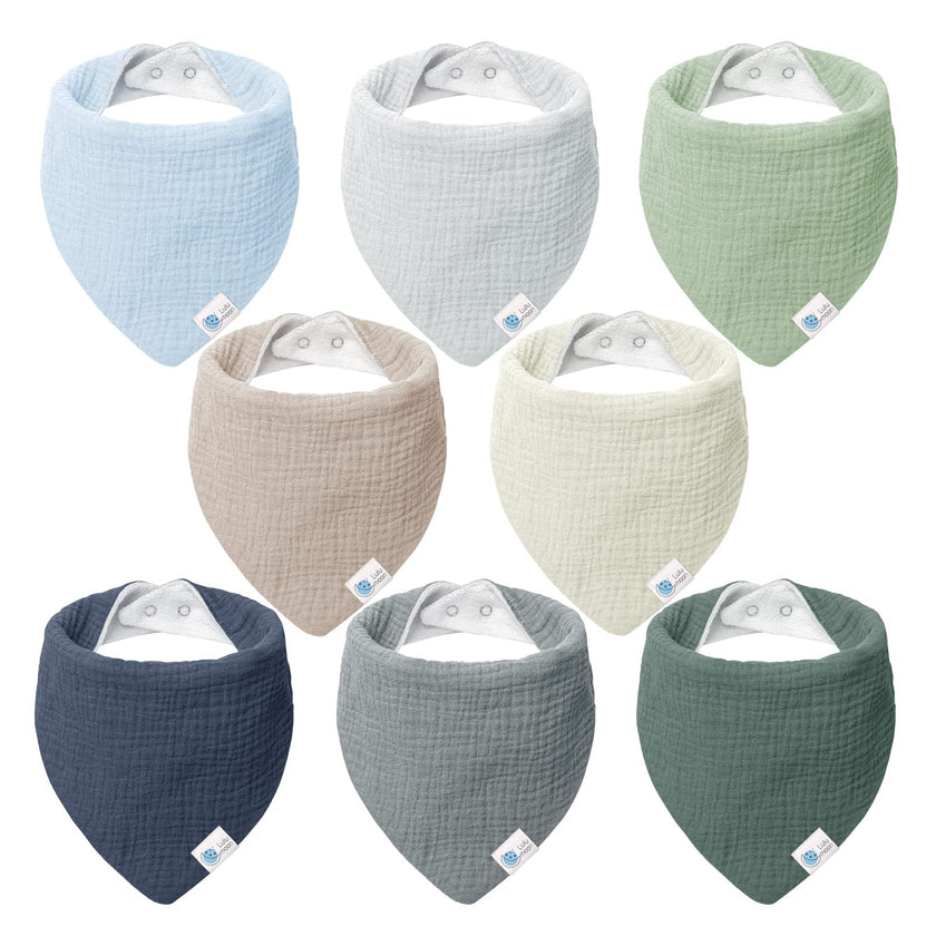 Lulumoon Muslin Baby Bibs 100% Cotton Baby Bandana Drool Bibs for Teething and Drooling, 8 Pack, Seashore 🍁 All In One Marketplace Canada