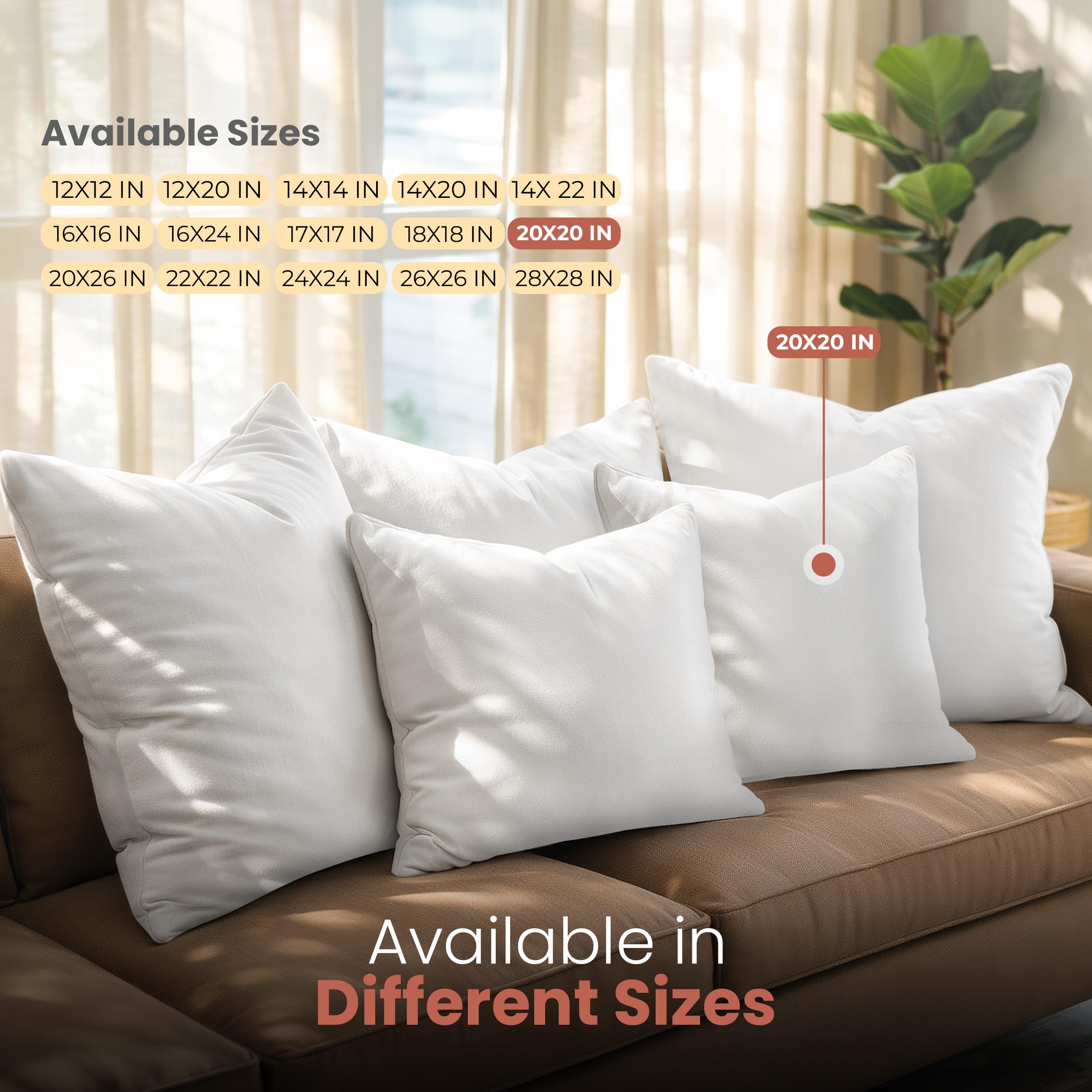 Utopia Bedding Throw Pillows Insert (Pack of 2, White) - 20 x 20 Inches Bed and Couch Pillows - Indoor Decorative Pillow 🍁 All In One Marketplace Canada