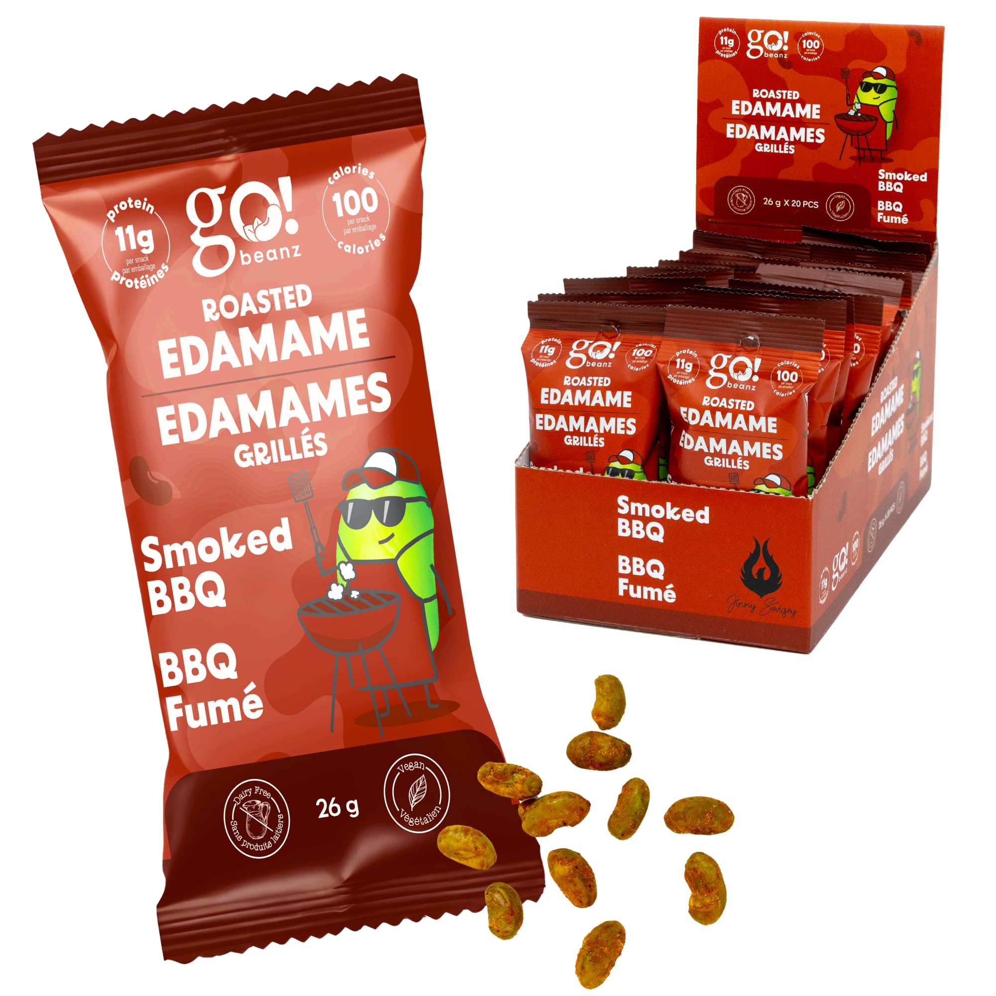 GoBeanz Crunchy Roasted Edamame, Tasty Smoked BBQ, High Protein Healthy Snack, For Adults & Kids, 20 Single Serve Packs, Low calorie, Low Sugar Plant Based, Salty Snacks 🍁 All In One Marketplace Canada