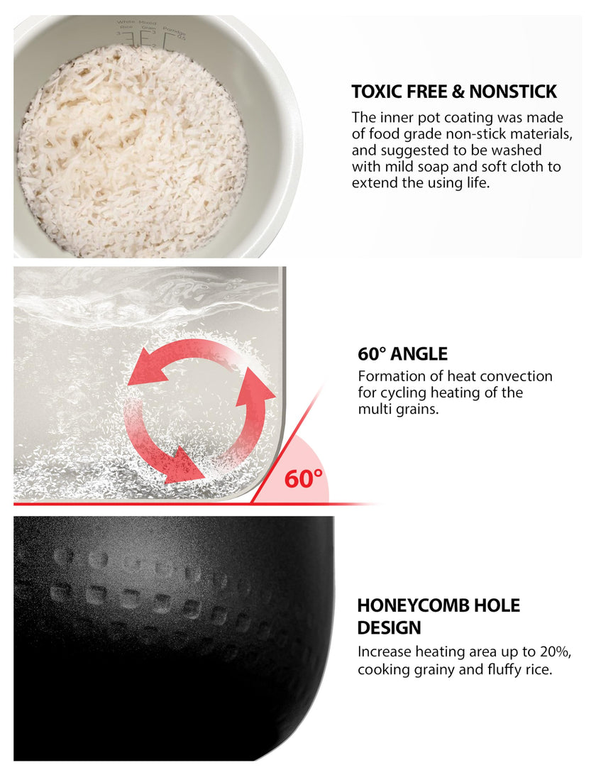 Toshiba Rice Cooker 6 Cup Uncooked – Japanese Rice Cooker with Fuzzy Logic Technology, 7 Cooking Functions, Digital Display, 2 Delay Timers and Auto Keep Warm, Non-Stick Inner Pot, White 🍁 All In One Marketplace Canada