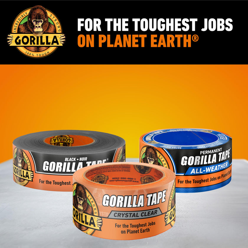 Gorilla Crystal Clear Tape, Duct, Utility, Non-Yellowing, Heavy Duty, Extra Thick Adhesive, Flexible, UV Temperature Resistant, 1.88 in x 27 ft, (Pack of 1), 6127002 🍁 All In One Marketplace Canada