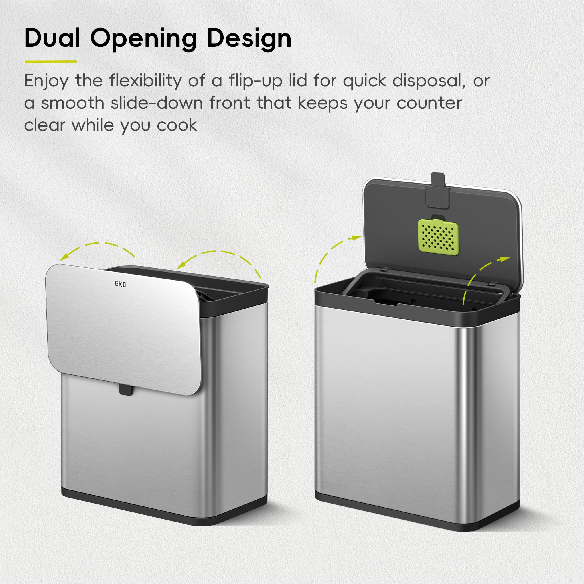 EKO Kitchen Compost Bin, 7L / 1.85 Gal Stainless Steel with Removable Inner Bucket and Deodorizer Compartment, 2-in-1 Countertop Compost Bin with Lid, Food Waste Caddy for Kitchen (MMT & Black Finish) 🍁 All In One Marketplace Canada
