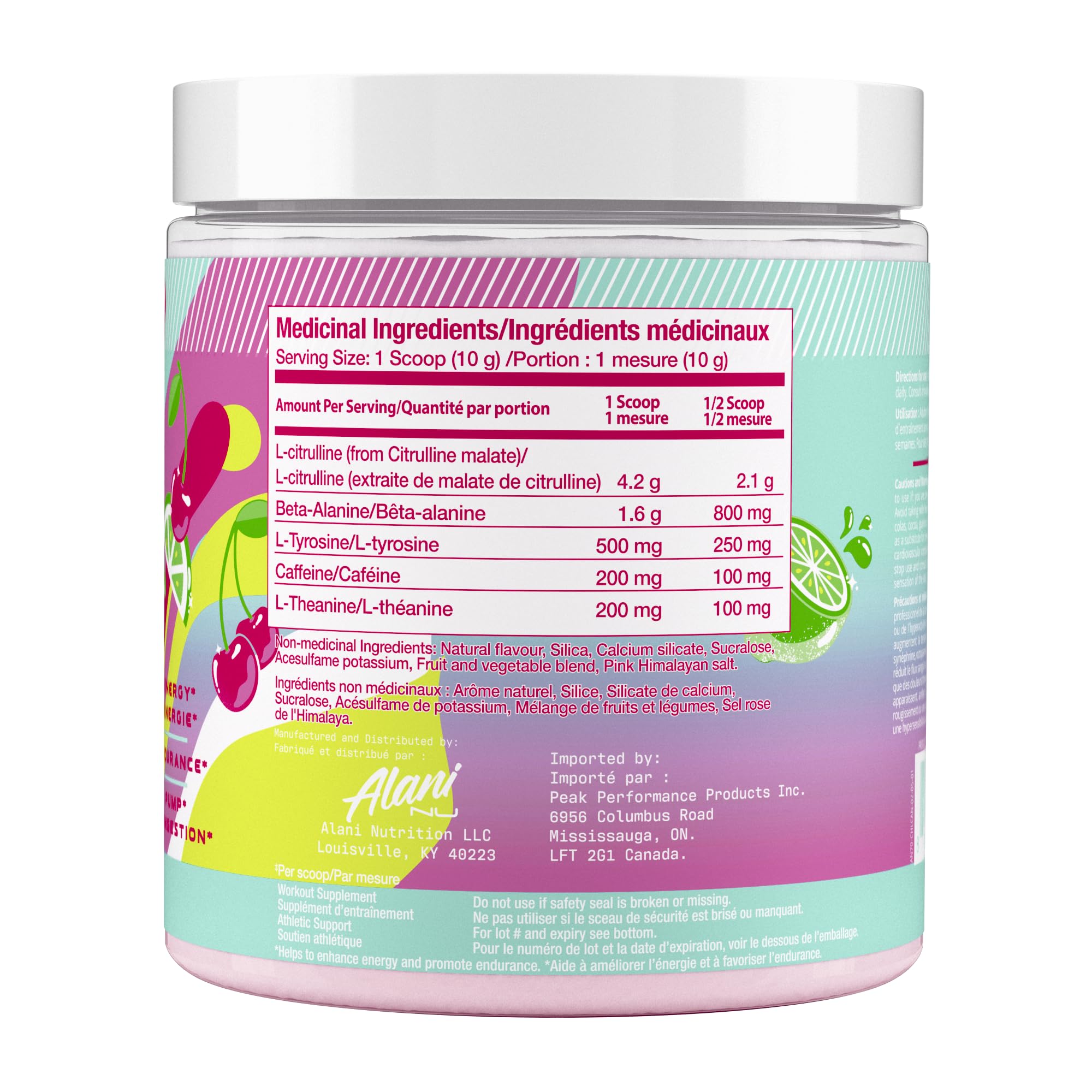 Alani Nu Pre Workout Powder | Amino Energy Boost | Endurance Supplement | Sugar Free | 100mg Caffeine | L-Theanine, Beta-Alanine, Citrulline | 30 Servings (Cherry Twist) 🍁 All In One Marketplace Canada