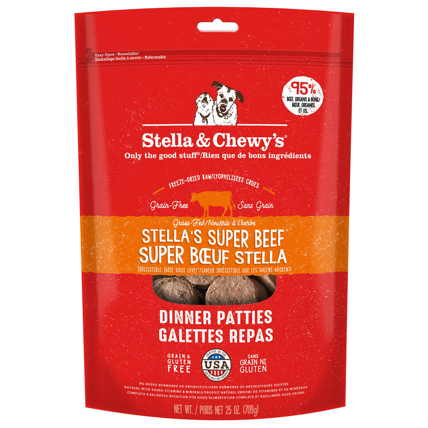 Stella & Chewy’s Freeze Dried Raw Dinner Patties – Grain Free Dog Food, Protein Rich Stella’s Super Beef Recipe – 708g Bag 🍁 All In One Marketplace Canada