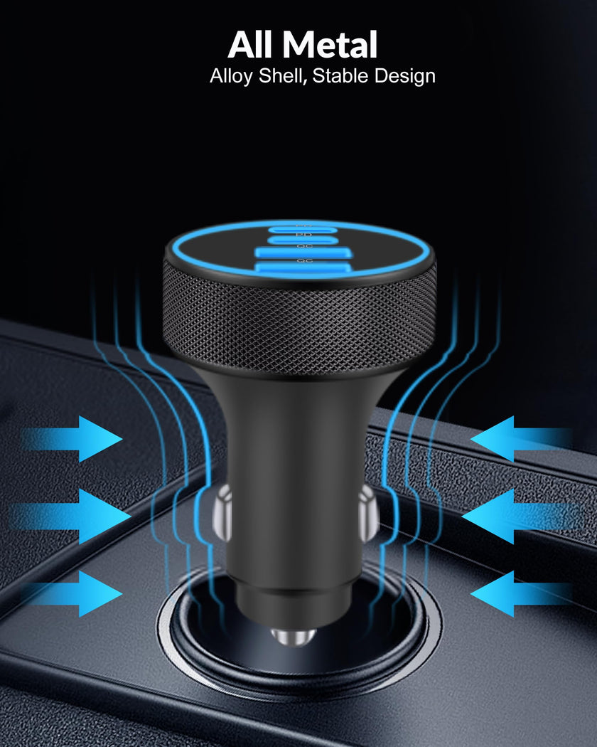 iPhone 17 16 15 Car Charger Fast Charging, 90W 4-Port USB C Fast Car Charger Cigarette Lighter Adapter with 240W 3FT USB-C Cable for iPhone 17/Air/17 Pro/17e/16/15 Pro Max/Plus/16e, iPad, Android 🍁 All In One Marketplace Canada