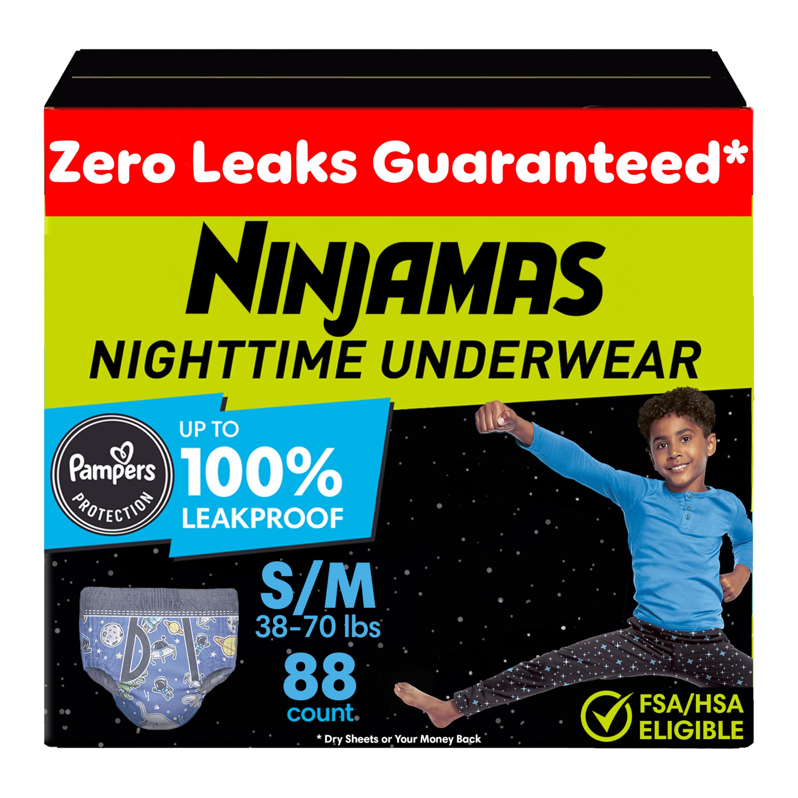 Pampers Ninjamas Nighttime Bedwetting Underwear Boys Size S/M (38-65 lbs) 88 Count (Packaging & Prints May Vary) 🍁 All In One Marketplace Canada