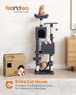 Feandrea Cat Tree Tower, 155 cm Multi-Level Cat Condo with 5 Scratching Posts, 2 Perches, 2 Caves, Hammock, 2 Pompoms, Smoky Gray UPCT192G01 🍁 All In One Marketplace Canada